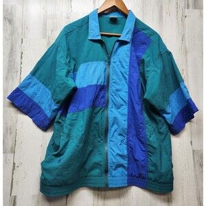 VTG Sun Blocks Jacket Men Extra Large Colorblock Zip Up Grandpacore Made In USA